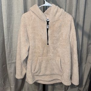 Super fluffy teddy bear quarter zip from pink size M